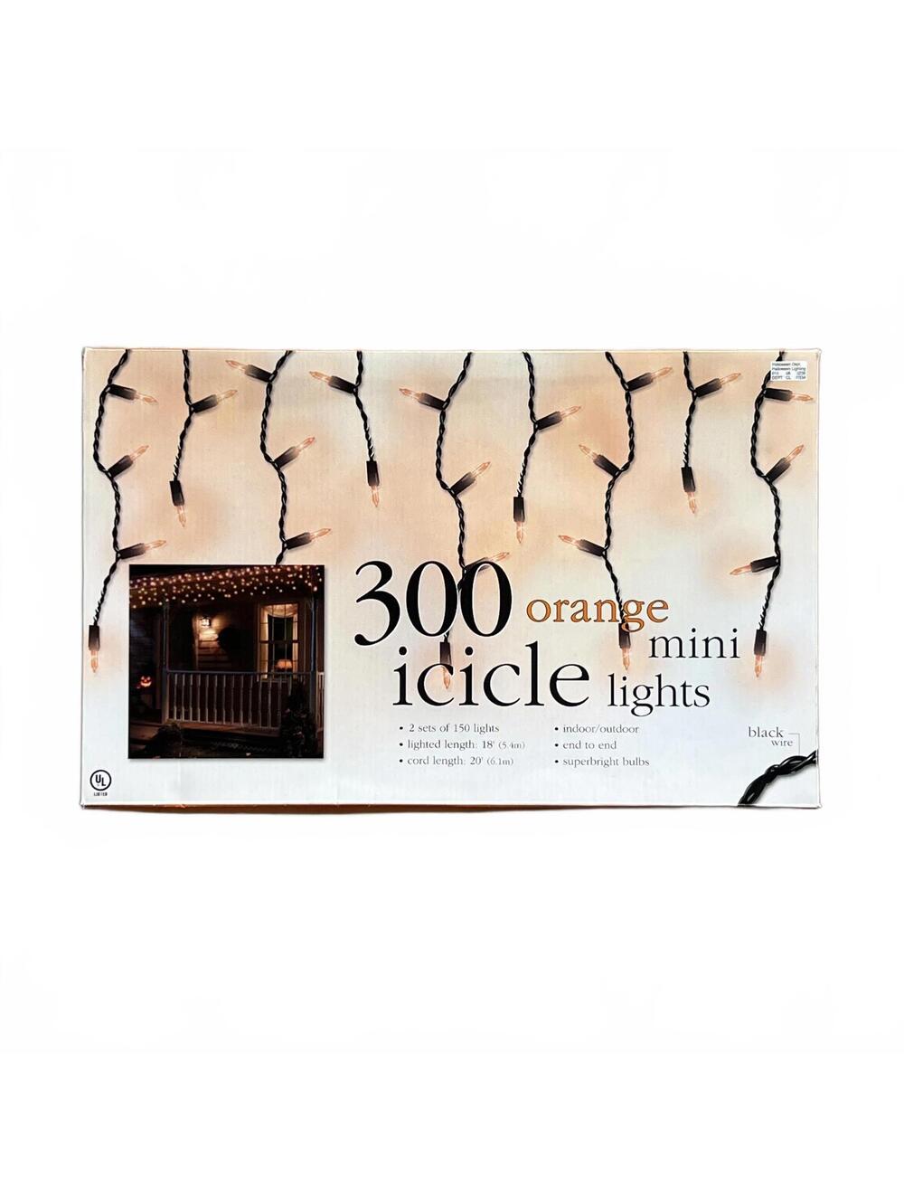 300 Orange Mini Icicle Lights - 2 Sets of 150 Lights